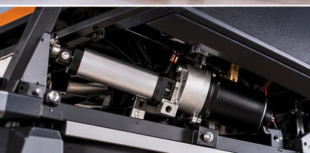 Illustrative treadmill incline actuator mounted beneath the stationary running deck